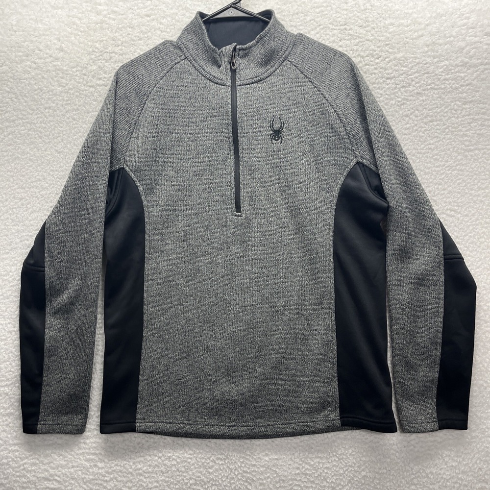 Spyder Sweater Mens Large Gray Active 1/2 Zip Pullover Long Sleeve Casual Preppy